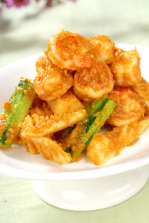 Sauteed prawn with salty yolk